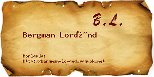 Bergman Loránd névjegykártya